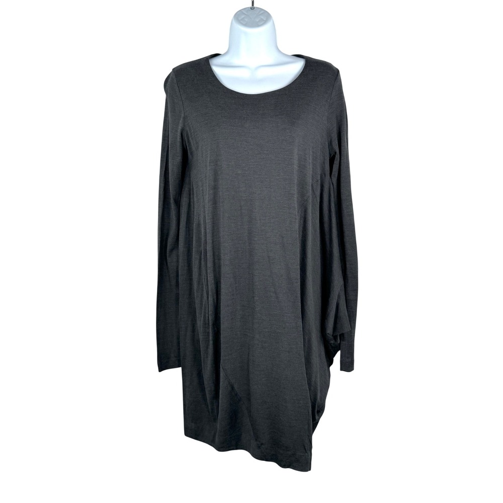 Calvin Klein 100% Silk Long Sleeve Asymmetrical Hem Dress Charcoal lagen sz XS